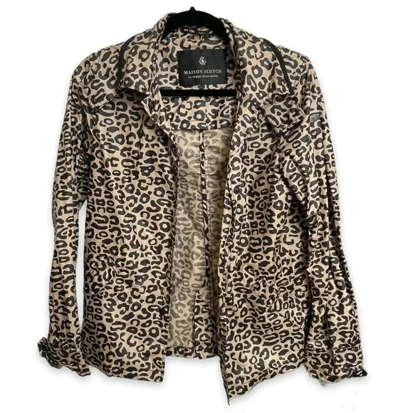 Maison Scotch Leopard Print Jacket Hood - Picture 1 of 6